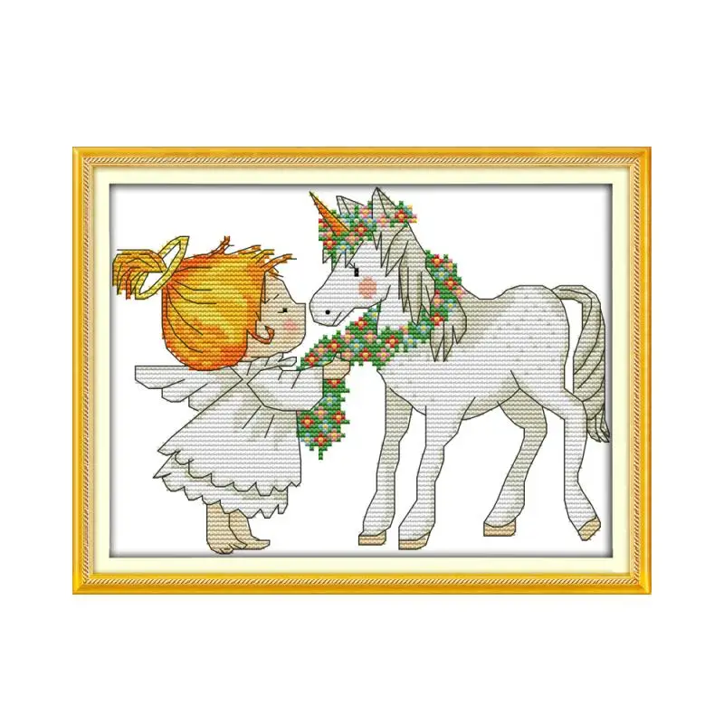 Набор для вышивки крестиком Elf and unicorn 14ct 11ct с рисунком холсты стежков ручная