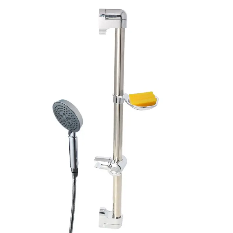 

Stainless Steel Shower Head Holding Rod With Soap Box Adjustable Lifting Rods
