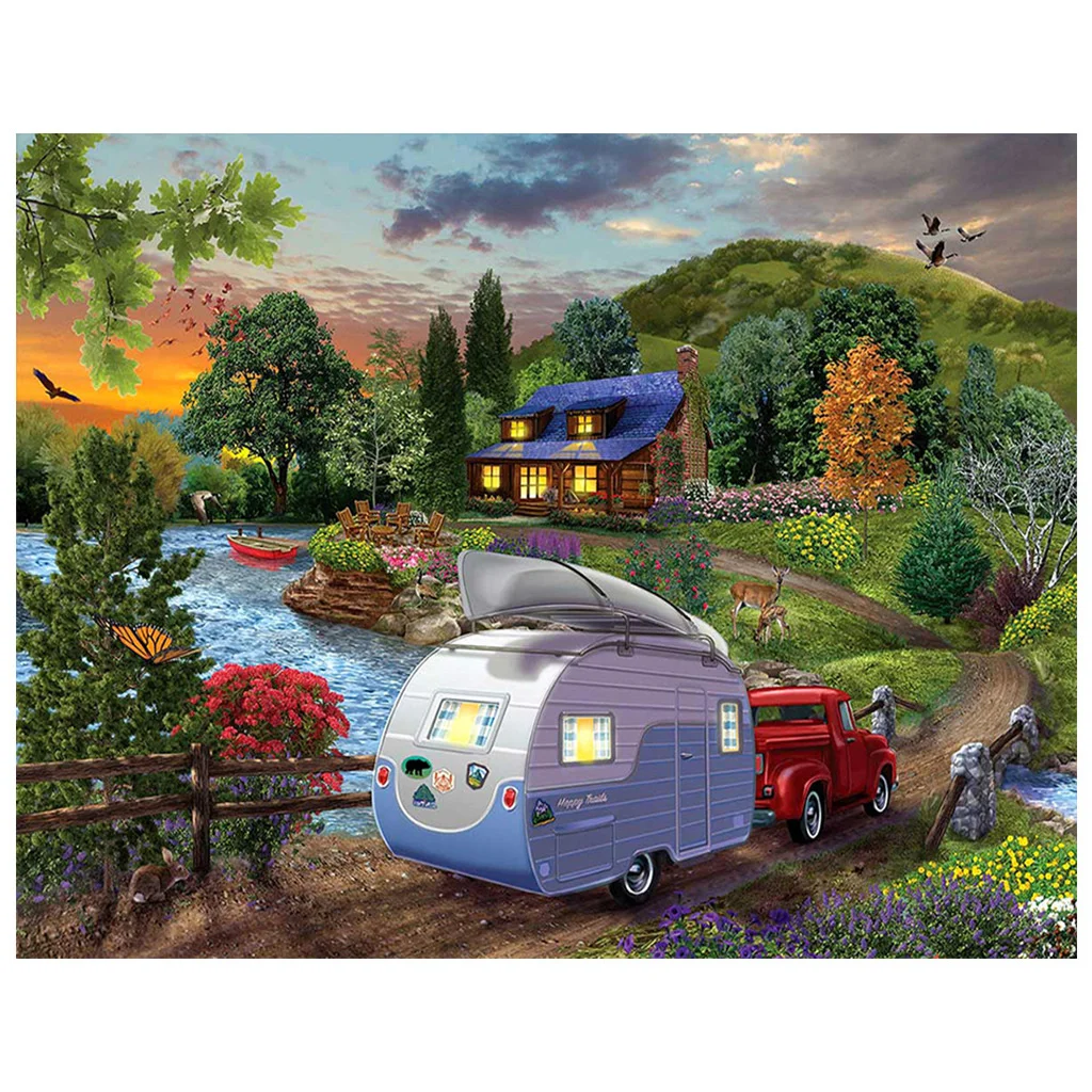 

5D landscape square drill full drill house tree DIY cross stitch decorative painting 40 * 50cm for sale
