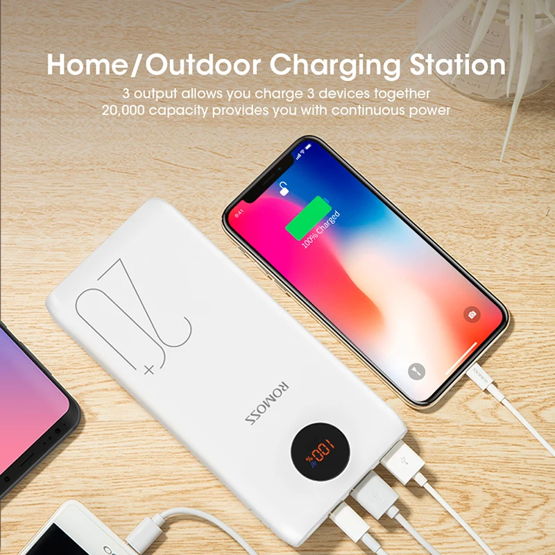 power bank 20000mah romoss 18w fast charge powerbank type c poverbank portable external battery charger for xiaomi mi for iphone free global shipping