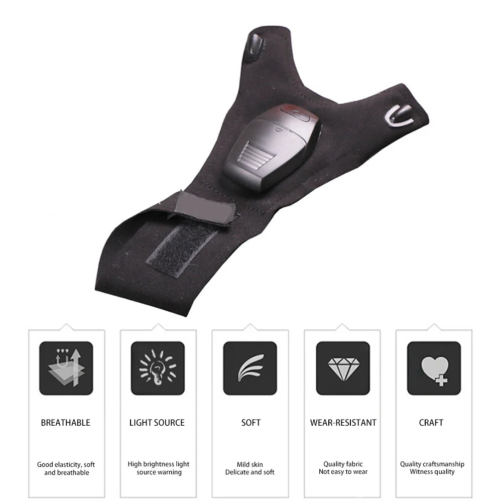 

Fishing Gloves With LED Light Breathable Durable Magic Strap Fingerless Flashlight Torch Cover Gloves Rescue Tools Outdoor Gear
