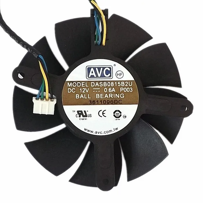 75mm For AVC DASB0815B2U 12V 0.6A Graphics Card Cooling Fan 4pin 45*56*69mm Processor Cooler Heatsink | Компьютеры и офис
