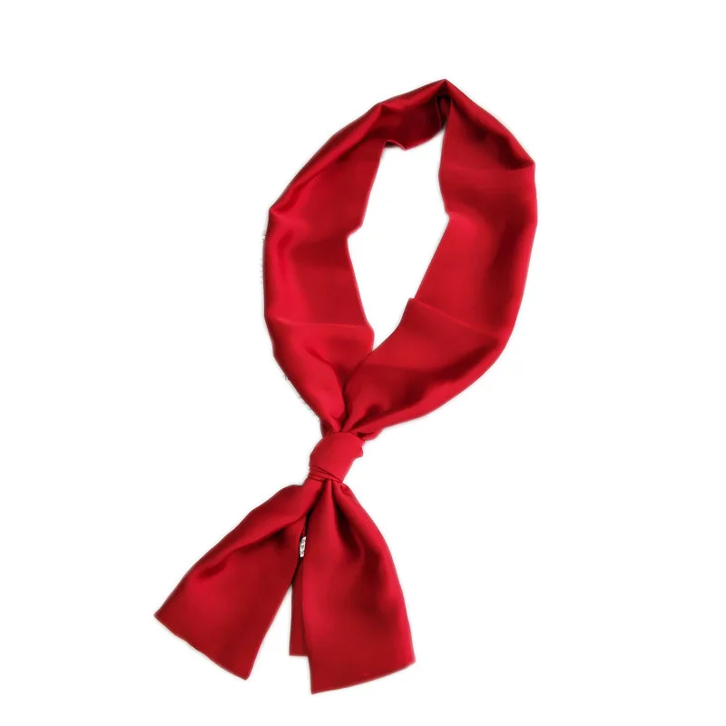 Популярные маленькие длинные шелковые шарфы для женщин чистые атласные деловые