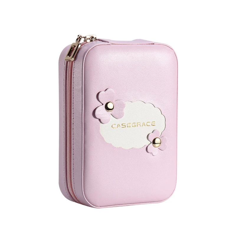 

PU leather Storage Makeup Double-layer Jewelry Storage Box Earrings Ring Jewelry Box Casket For Jewelry Organizer For Cosmetics