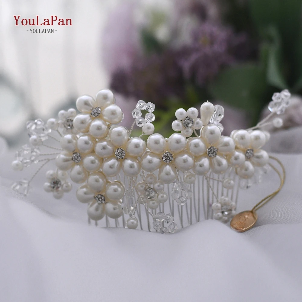 Серебристо-золотистая Свадебная расческа для волос YouLaPan HP05 свадебные заколки