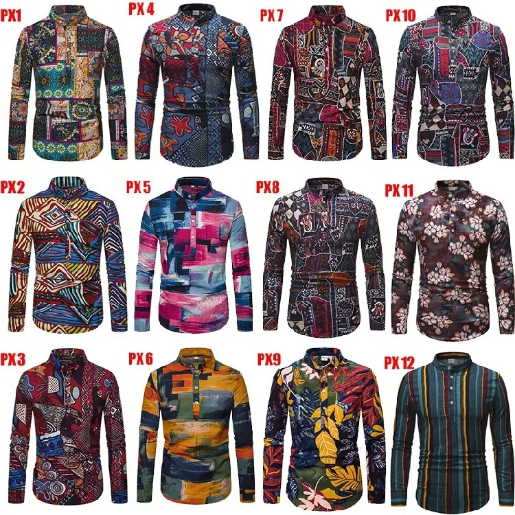 Мужская льняная рубашка с длинным рукавом индийская национальная ветровая