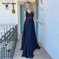 lorie chiffon sexy black evening dresses 2021 v neck top lace prom gowns elegant backless wedding party dress
