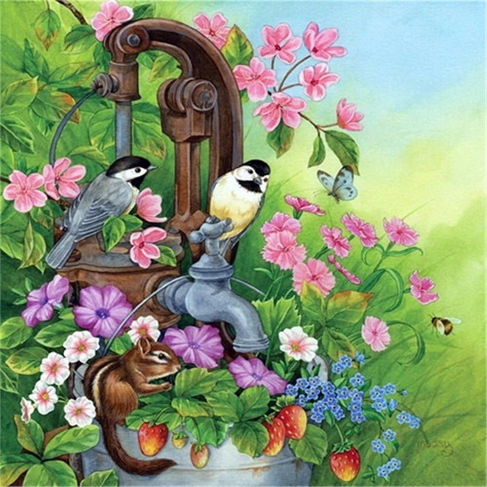 

Набор для вышивки крестиком с птицами, животными, цветами, 11 карат