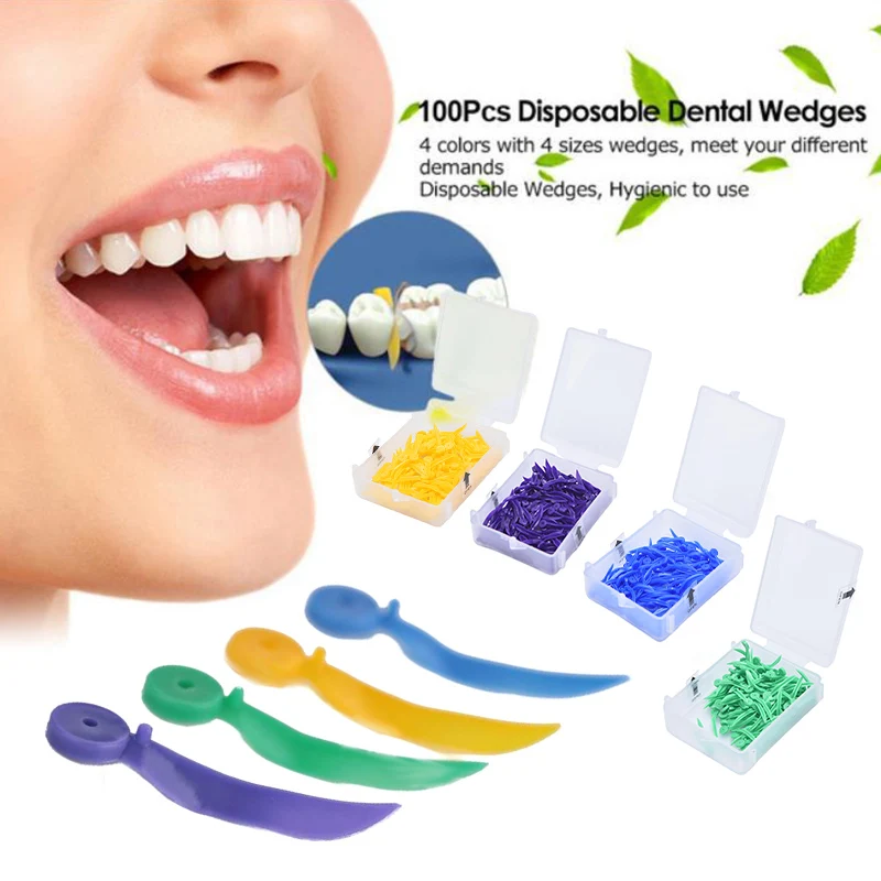 

100pcs Dental Disposable Tooth Gap Wedge with Hole All Dental Wedges Medical Grade Plastic Dentistry Lab Tools 4 Sizes