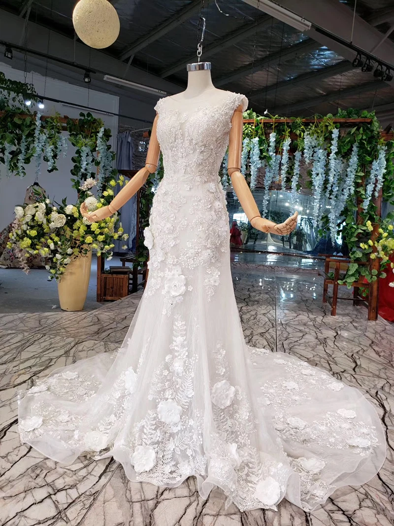 Свадебное платье в стиле бохо BGW 21427ht кружевное свадебное с круглым вырезом