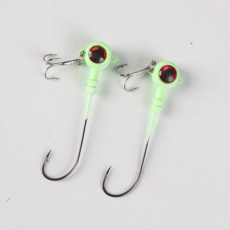 

5pc Crank Jig Head Hook Carbon Steel Round Head Fishing Hooks 5.5g 7.5g 8.5g 10g with Treble Hooks Soft Worm Fishing Accessories