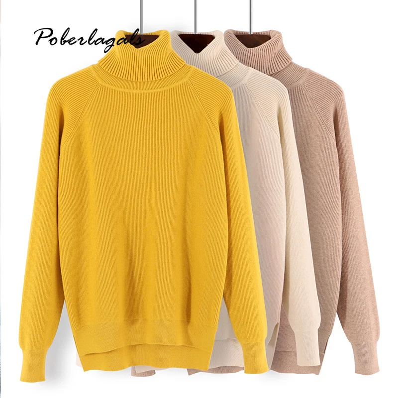 Женский толстый свитер с высоким воротом большого размера в Корейском стиле