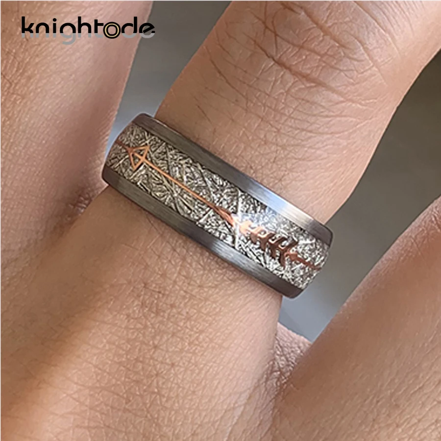 8 мм обручальные кольца из карбида вольфрама белый метеорит розовое золото