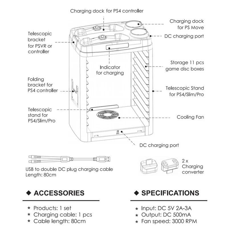 Вертикальный охлаждающий вентилятор для PS4 Pro Slim V S аксессуары витрины |