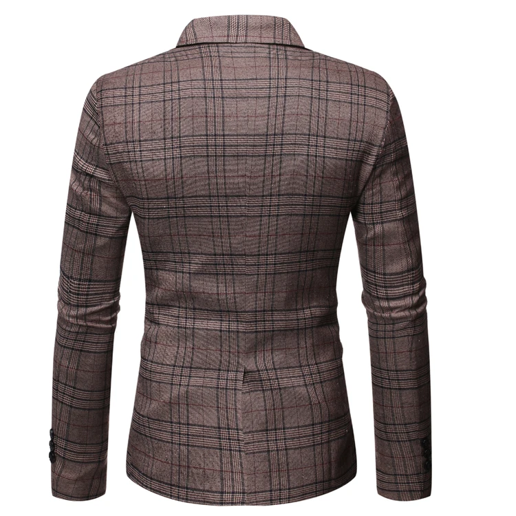 Модный Полосатый клетчатый мужской блейзер с принтом в британском стиле, Костюм Джентльмена, пальто, Мужская одежда, деловой костюм, мужской костюм