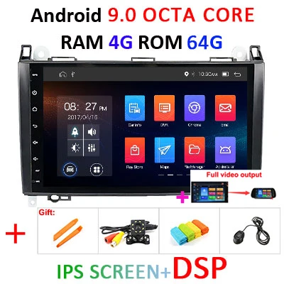 DSP ips 9 ''автомобильный радио мультимедиа 2 Din 4G Android 9 dvd gps для Benz/B200/A B класс/W169/W245/Viano/Vito/W639/Sprinter W906 OBD2 - Цвет: 4G 64G IPS DSP Full