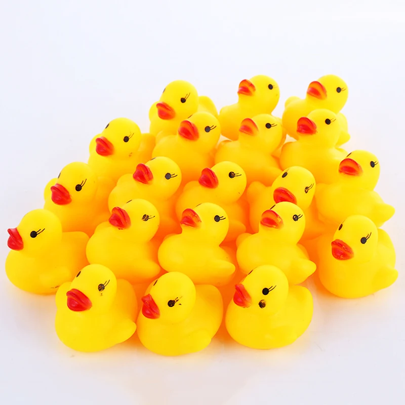 

60-120pcs Baby Bath Ducks Shower Water Toys Swimming Pool Float Squeaky Sound Rubber Ducks Toys for Childre Gifts