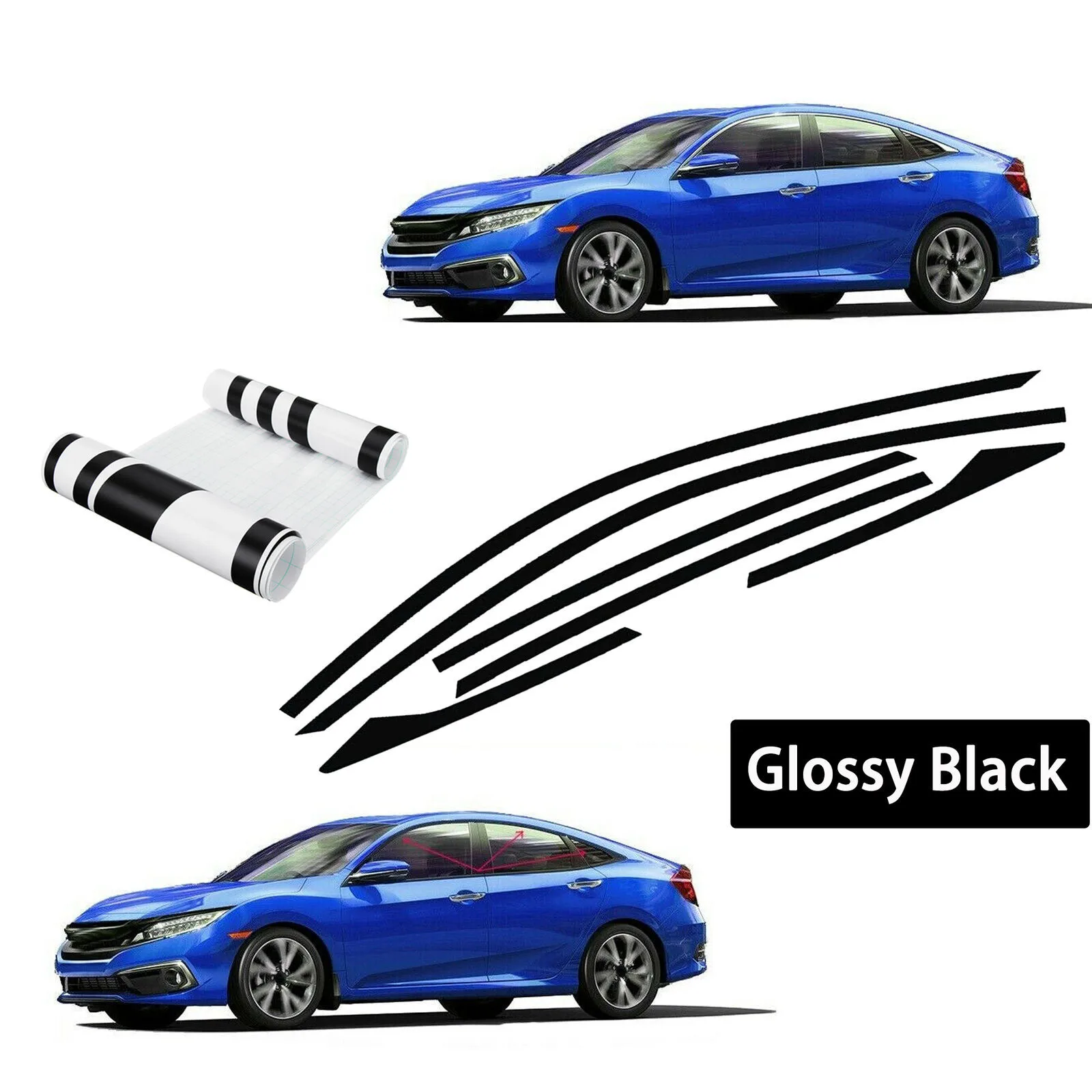 

Right Car Sticker Side Window Vinyl 6pcs For Honda Civic 10th Gen 2016-2019 4dr Sedan AutoExterior Accessories Car Decoration