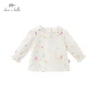 DBJ16670 dave bellaвесенние модные рубашки с цветочным принтом и бантом для маленьких девочек топы для малышей, детская одежда высокого качества