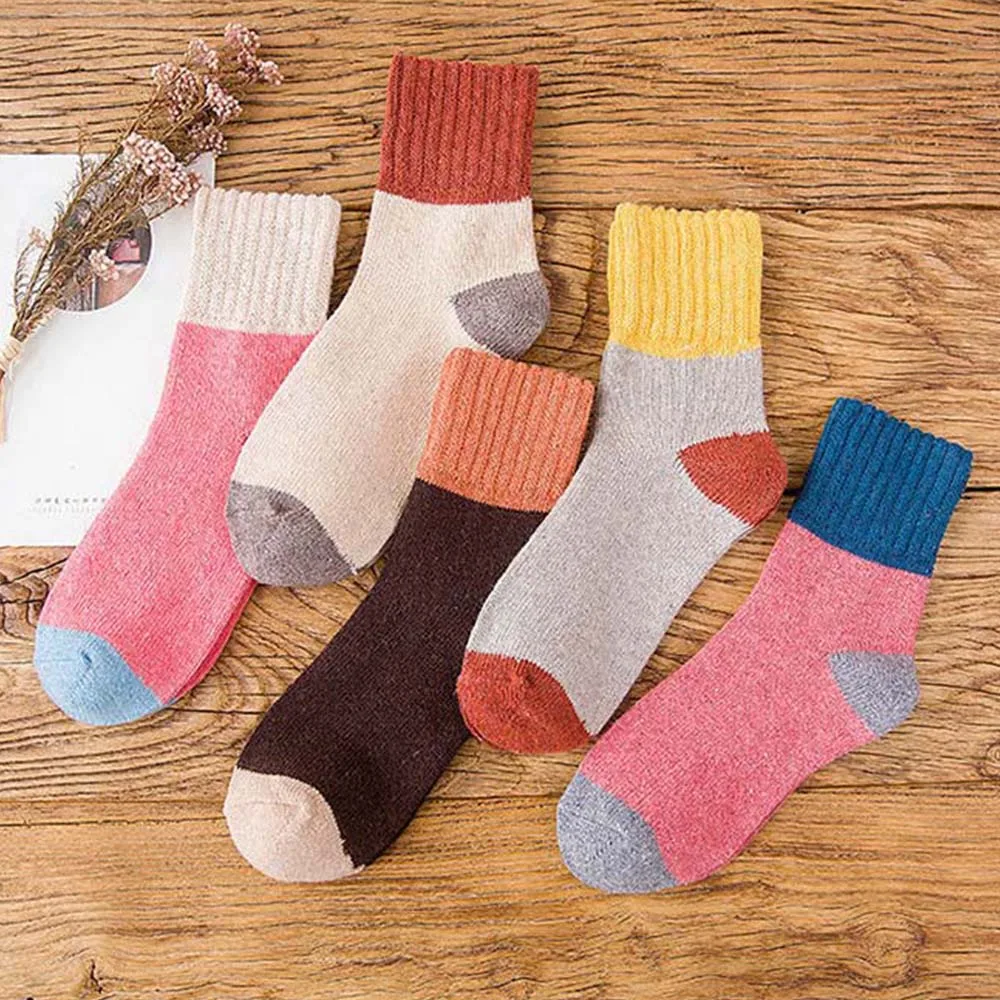 Ретро утолщенные женские носки зимние теплые кроличья шерсть смешанные