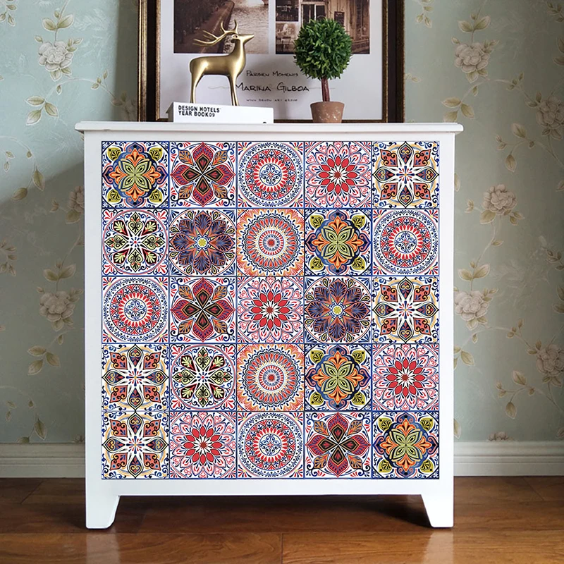 10pcs simulation tile stickers diy abstract flower stickers set home decoration kitchen and bathroom waterproof wall stickers free global shipping