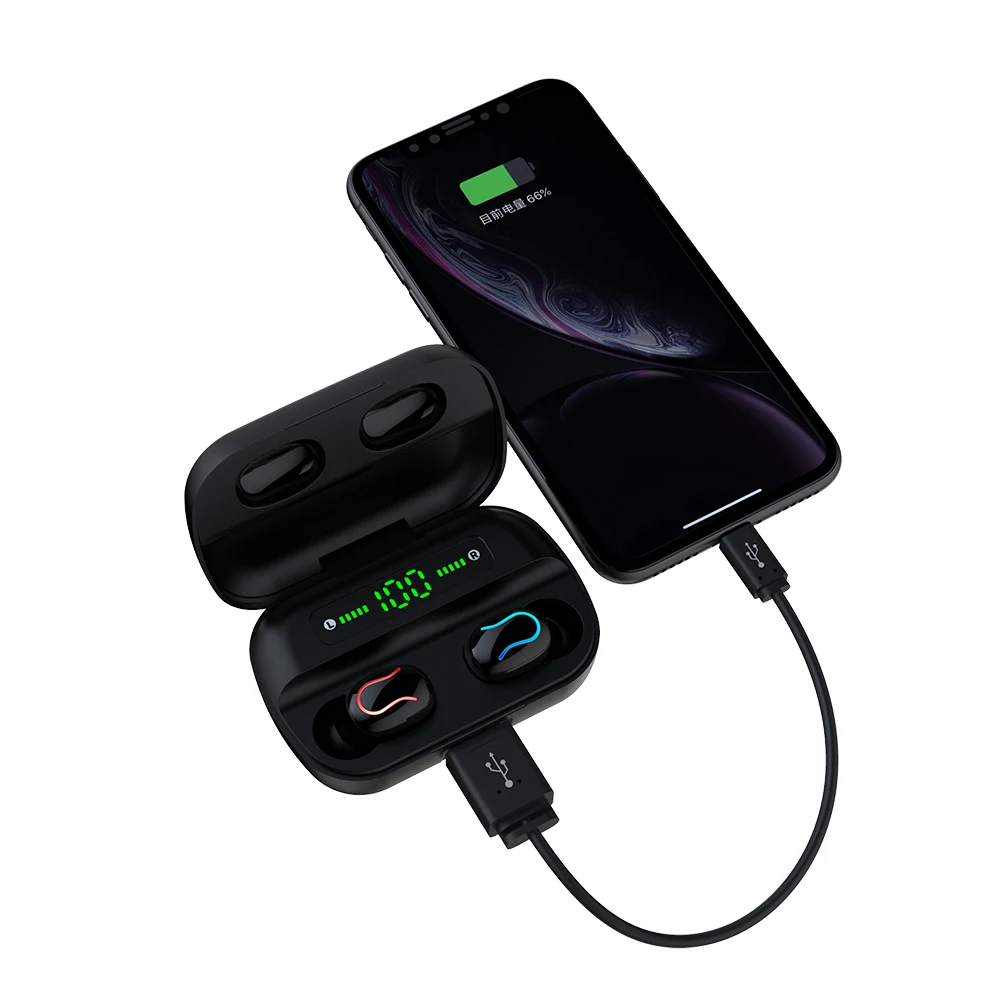 

Q82 Led Wireless Bluetooth 5.0 Earphones TWS Handfree Music Stereo Headsets Earbud Headphone With MIC Charging Cas mini earbud