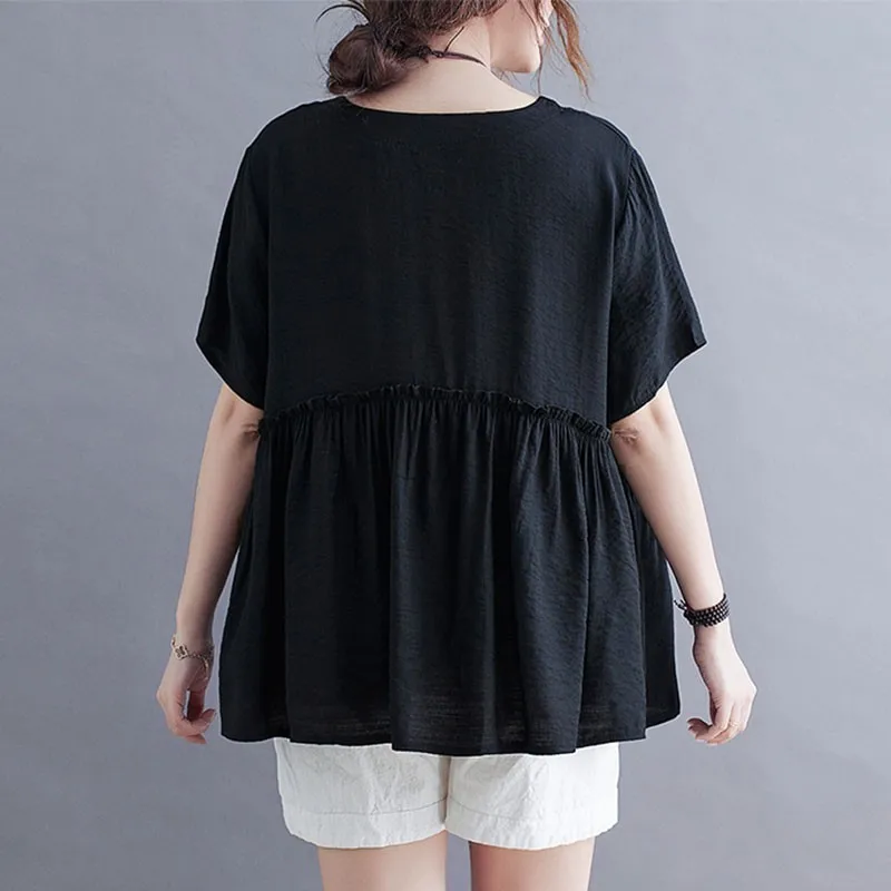 

Women Summer Cotton Linen Casual T-shirts New Arrival 2021 Fashion Freely Style O-neck Solid Color Loose Female Tops Tees S3520