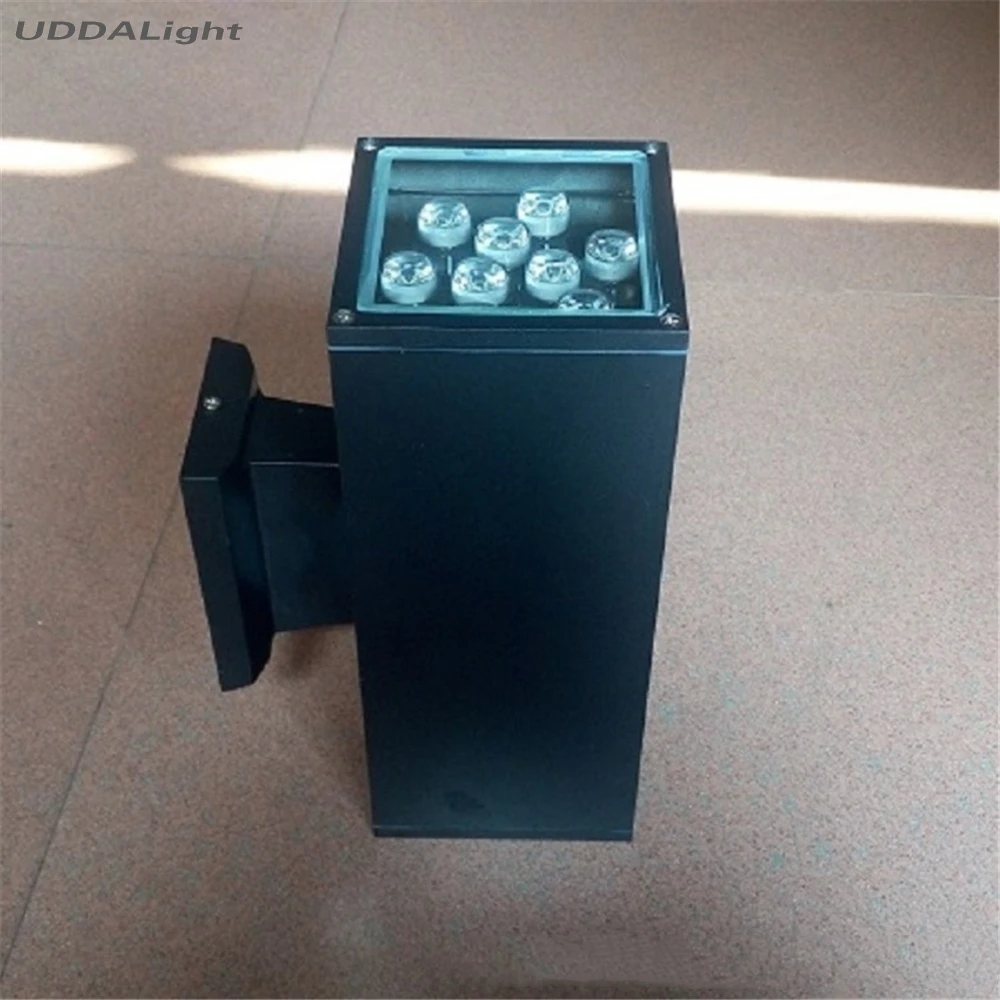 

Outdoor Wall Lamp 24w 18w Up Down Light Square Ip65 Garden Exterior 120*120*300mm Tempered Glass