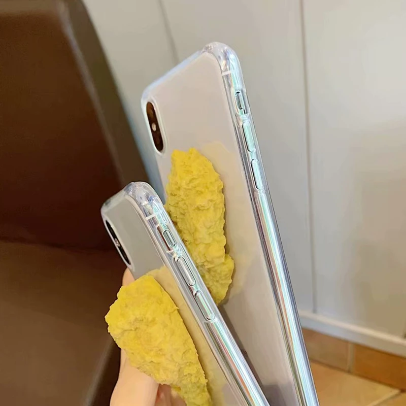 KEXIN Funny 3D Fried Chicken wings Phone Case For Apple iphone XR XS MAX X7 8 6S 6 Plus TPU Clear Back Covers Cases Cartoon |