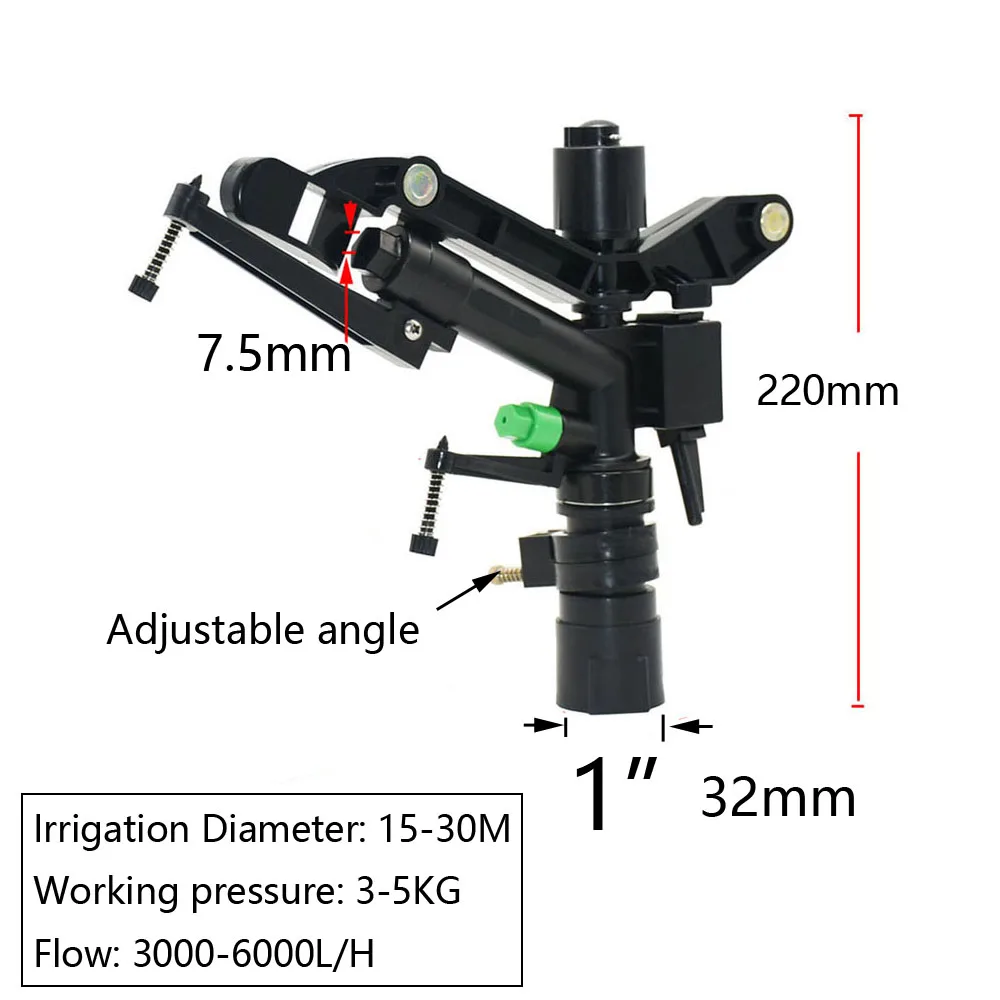 1/2 3/4 1" 1.5" Female Thread Big Covering Range Sprinklers Farm Garden Irrigation Watering Rain Gun Metal Lawn Park Sprinkler