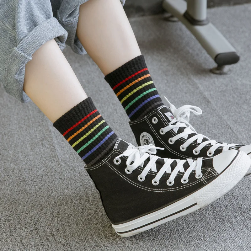 10 пар/упак. женские носки в трубке длинные из хлопка махровой радуги | Женская