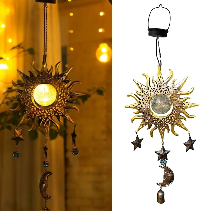 

Sun Stars Moon Solar Glowing Garden Decoration Wind Chimes for Outside Elegant