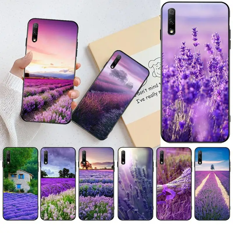 Простой мягкий чехол для телефона с фиолетовыми цветами лаванды Huawei Honor 30 20 10 9 8 8x