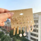 Винтажные золотые серьги-кольца IFMIA для девушек, большие серьги-кольца с жемчугом для пирсинга, Модная бижутерия, Комплект сережек для женщин новые подарки, 2021