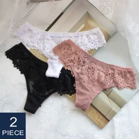 2pcslot women sexy lace lingerie temptation low waist panties embroidery thong transparent hollow out underwear free shipping