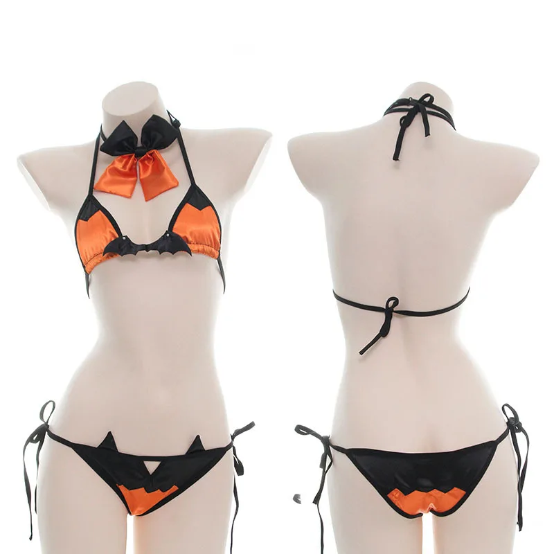 

Sexy Women's Halloween Cosplay Underwear Bat Bow Tie Bikini Lolita Panties Bra Sets Bandage Devil Pajamas Lingerie Set Wholesale
