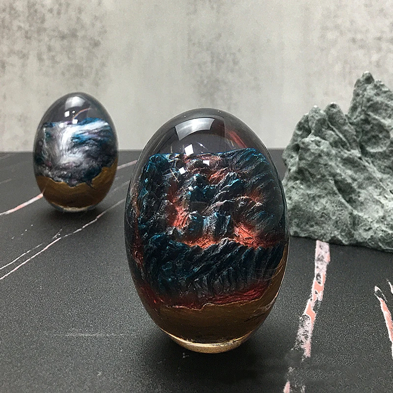 

Transparent Starry Sky Series Dragon Egg Lava Dinosaur Egg Ornamental Collection Souvenir Sculpture Resin Dragon