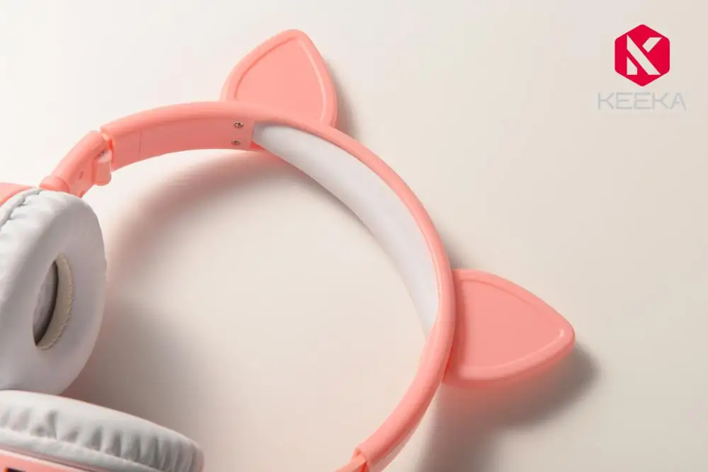Милая Беспроводная bluetooth гарнитура с кошачьими ушками складная микрофоном для