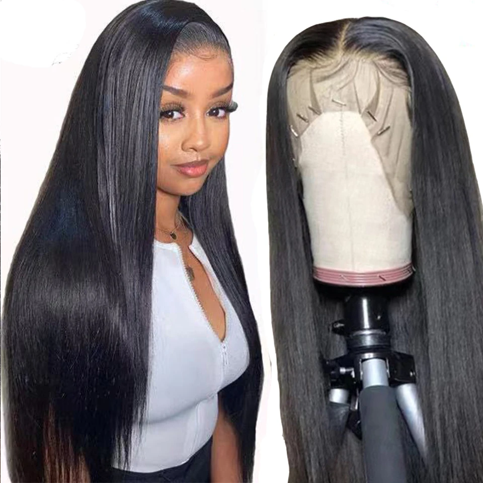 

Straight Hair 13x6 Lace Front Human Hair Wigs 180% Density Indian Lace Frontal Wig Remy Pre Plucked Human Hair Wigs For Women