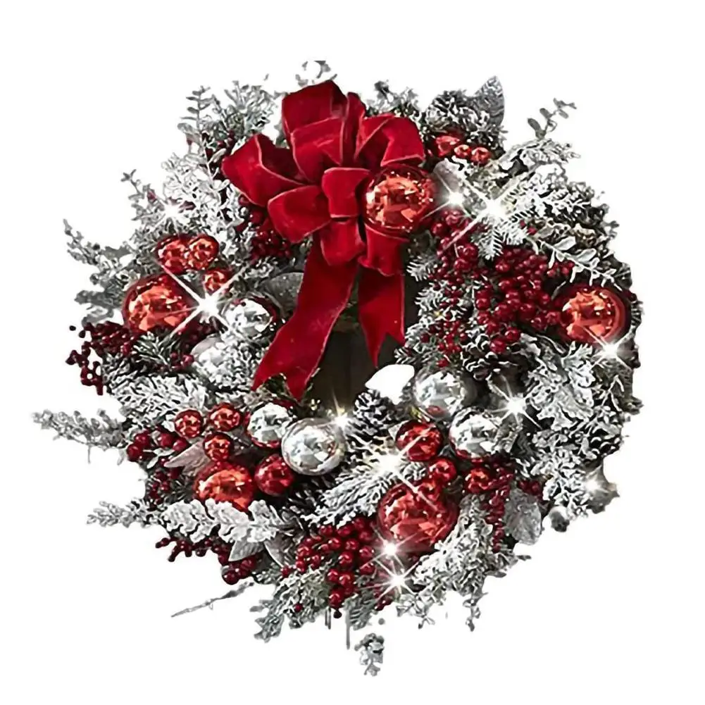 

Рождественское украшение для двери, подвесной Рождественский венок, рождественские красные подвесные украшения, настенные украшения