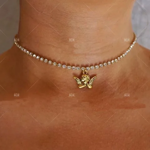 Ожерелье с подвеской в виде ангела золотого и серебряного цвета для женщин, чокер 2021, Модная бижутерия, цепочка до ключиц, женский простой новый