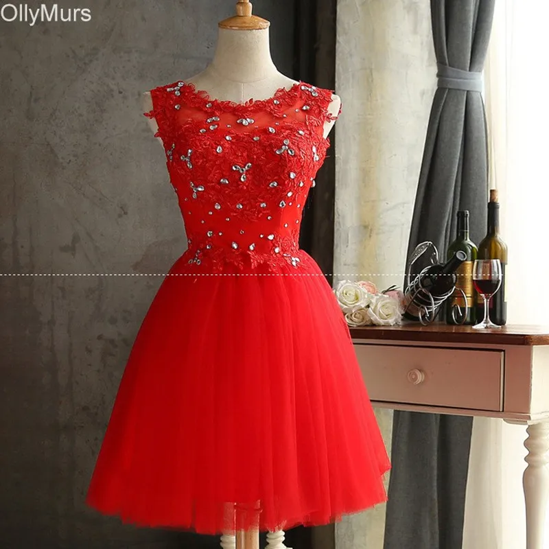 Champagne White Red Short Bridesmaid Dresses Cheap Knee length Wedding Party Back Lace-up | Свадьбы и торжества