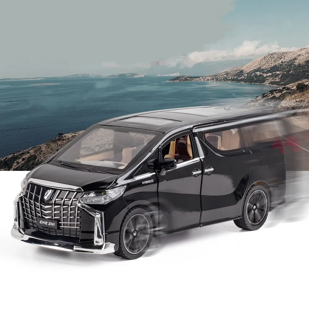 Фото Модель автомобиля Toyota Alphard MPV, модель в масштабе 1:24, со звуком светильник кой №2