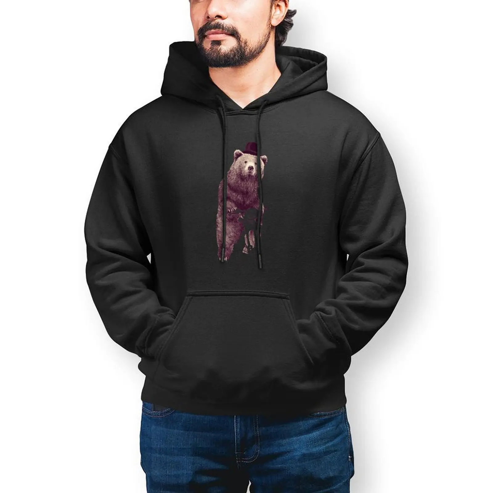 

Bear Hoodies Warm Cotton Hoodie Stylish Outdoor Long Sleeve Pullover Hoodie Men Over Size