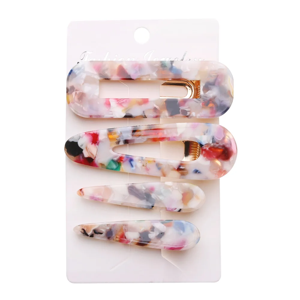 4 Pcs/Set Fashion Leopard Print Acetate Geometric Hair Clip Headband Hairpin Barrette Headwear Accessories for Women | Красота и