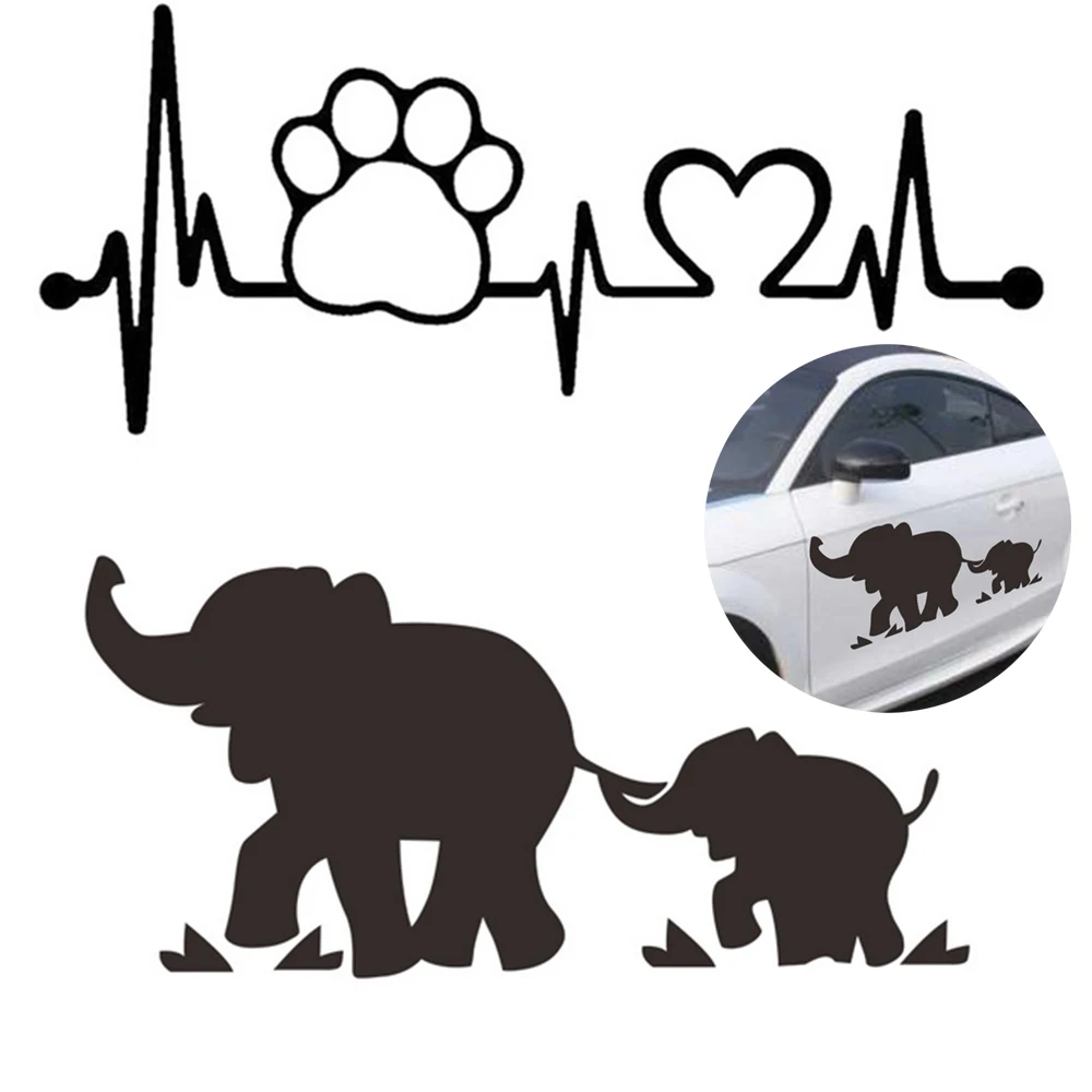

Heartbeat Love Dog Footprints Funny Car Sticker Vinyl Car Styling Decals Creative Car Decor White