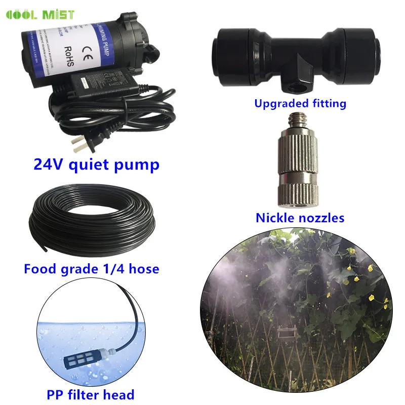 H108 Mist cooling system 22pcs fog nozzles 20M tube water sprayer automatic irrigation sprinkler for animals and plants watering