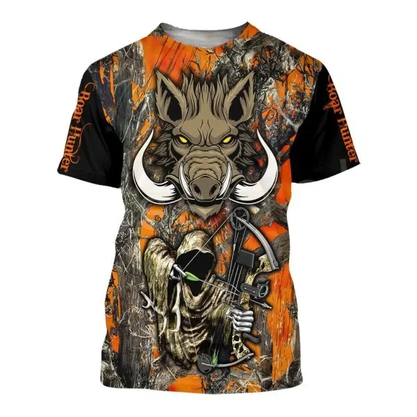 

Summer Men's 3D T-shirt Wild Boar Animal Pattern 3D Printing Short Sleeve Outdoor Sports Trendy Men Breathable Creative Hip Hop
