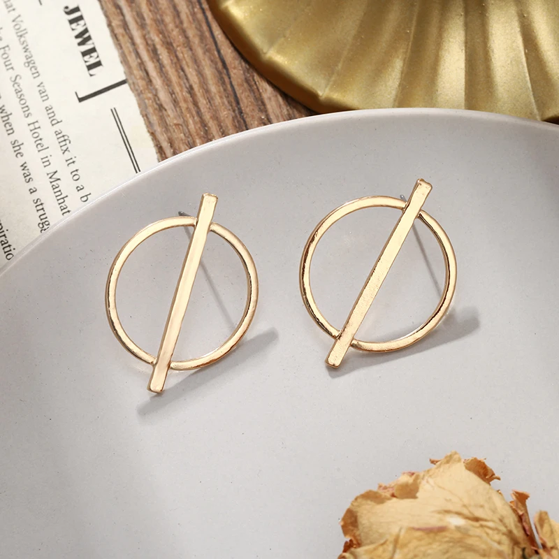 Хит продаж круглые серьги геометрические модные для женщин 2019 простой: золото