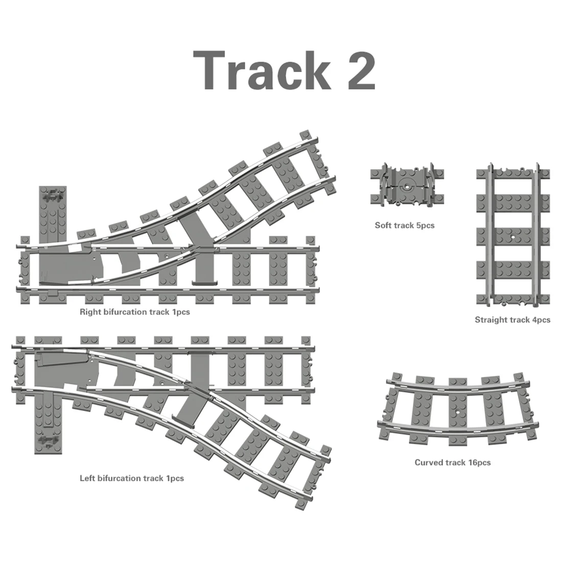 

26Pcs Train Tracks Rails Set DIY Construction Toys Building Blocks Bricks Parts for Mainstream Building Block Brands